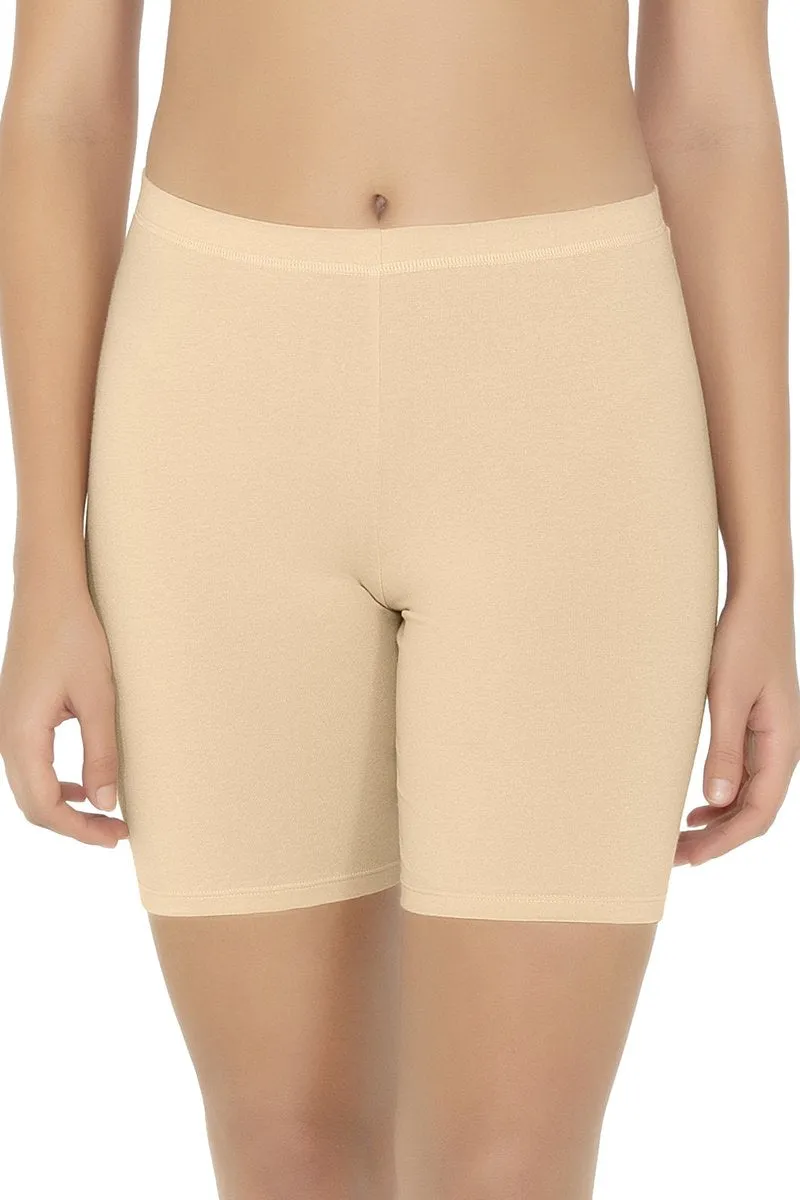 Smooth Mid-thigh Cotton Shortie Liner - Nude