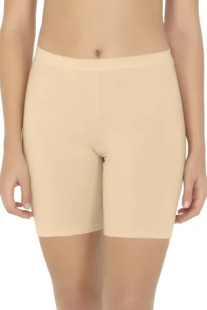 Smooth Mid-thigh Cotton Shortie Liner - Nude