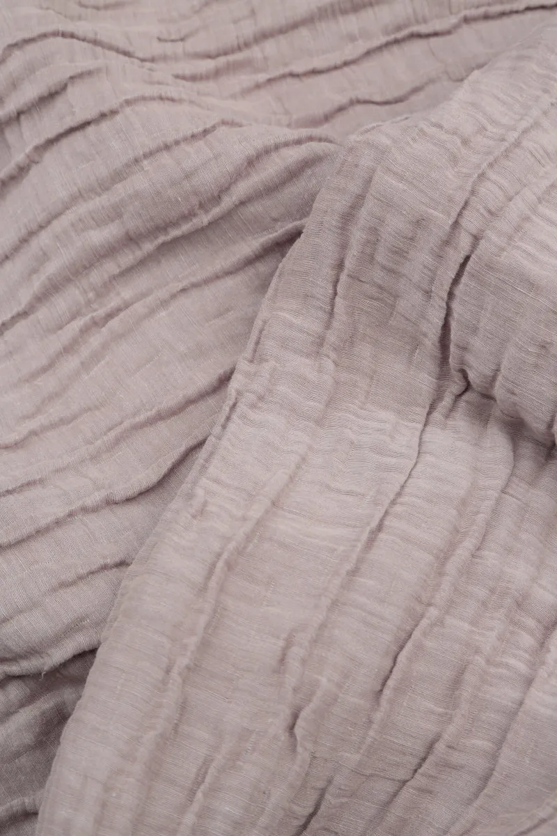Soft-Shaped Greige Crinkled Silk Linen Blouse