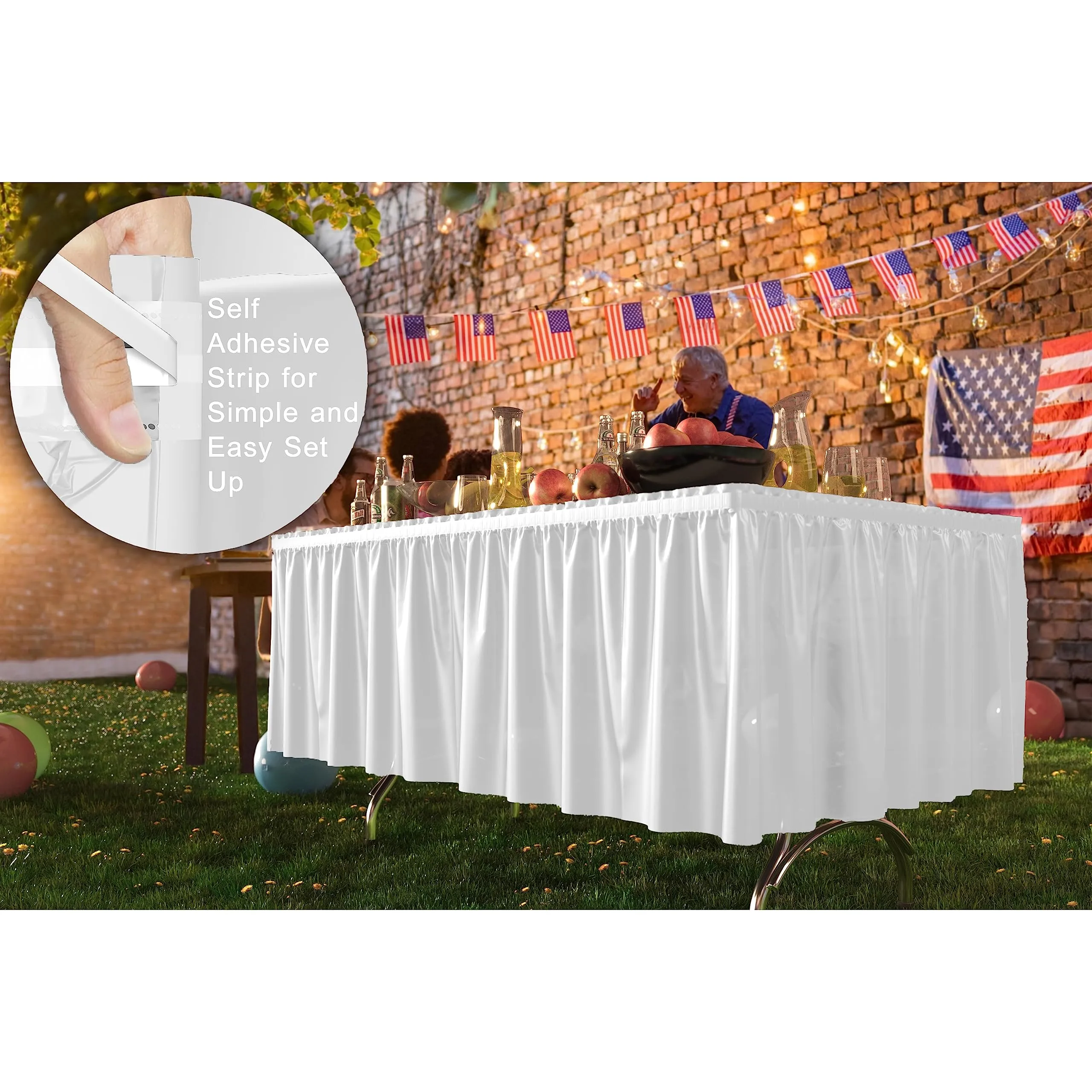 White Plastic Table Skirt