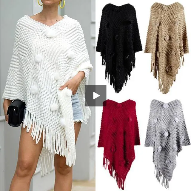 Women's Fashion V-Neck Tassel Knitted Pullover Sweaters
