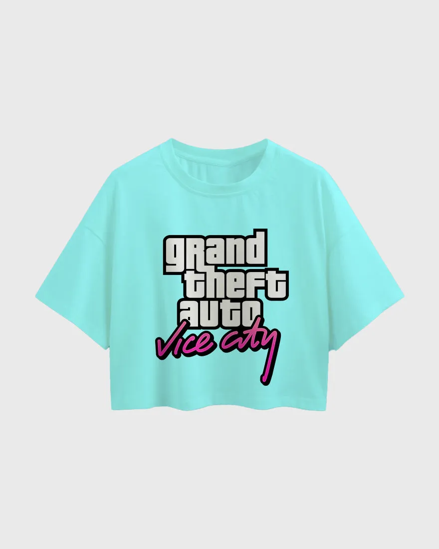 Womens Oversized Cropped TShirt Gaming Gta 4