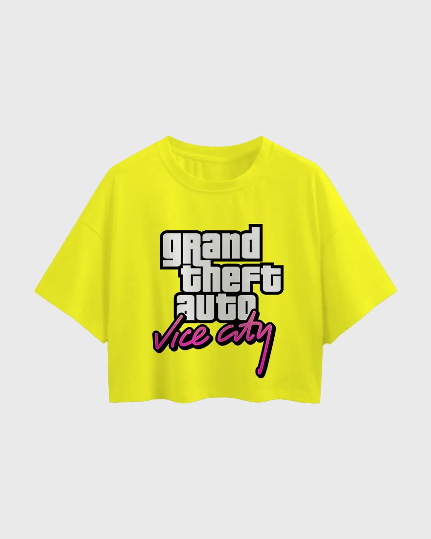 Womens Oversized Cropped TShirt Gaming Gta 4